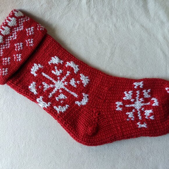 Each* Pier 1 Knitted Fair Isle Pom Pom Stocking /Crate & Barrel Snowflake - Picture 8 of 13